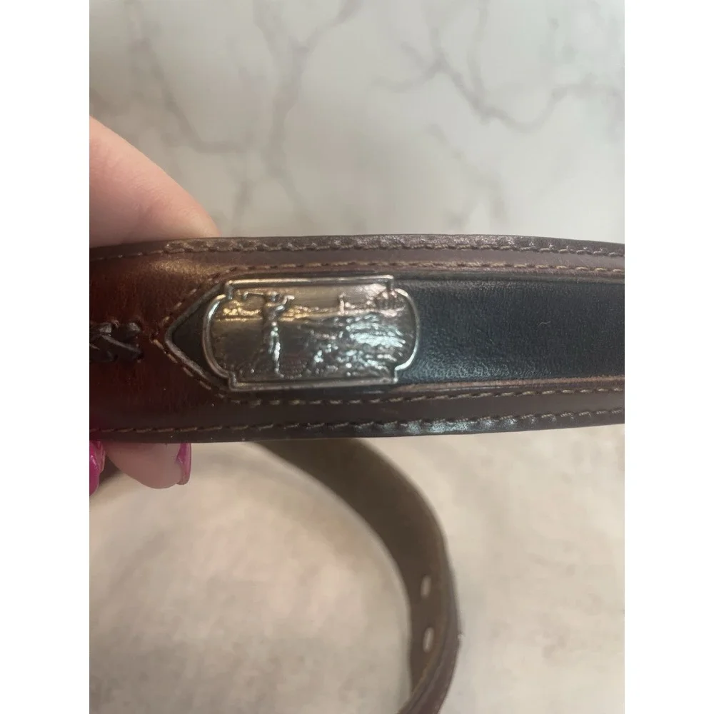 Men's Onyx by Brighton Golf Ornament Leather Belt Two-Tone Sz 42